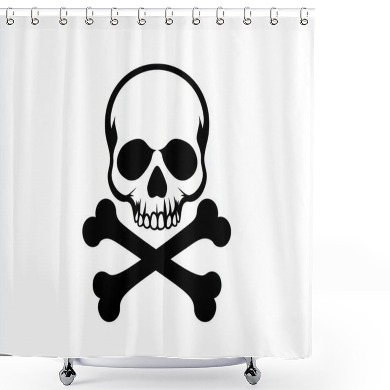 Personality  A Striking Black Skull And Crossbones Design On A White Background, Perfect For Conveying Danger Or Rebellion. Shower Curtains