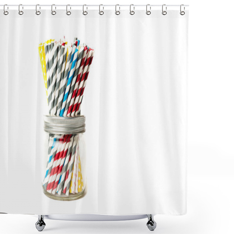 Personality  Several Drinking Straws In A Jar Shower Curtains