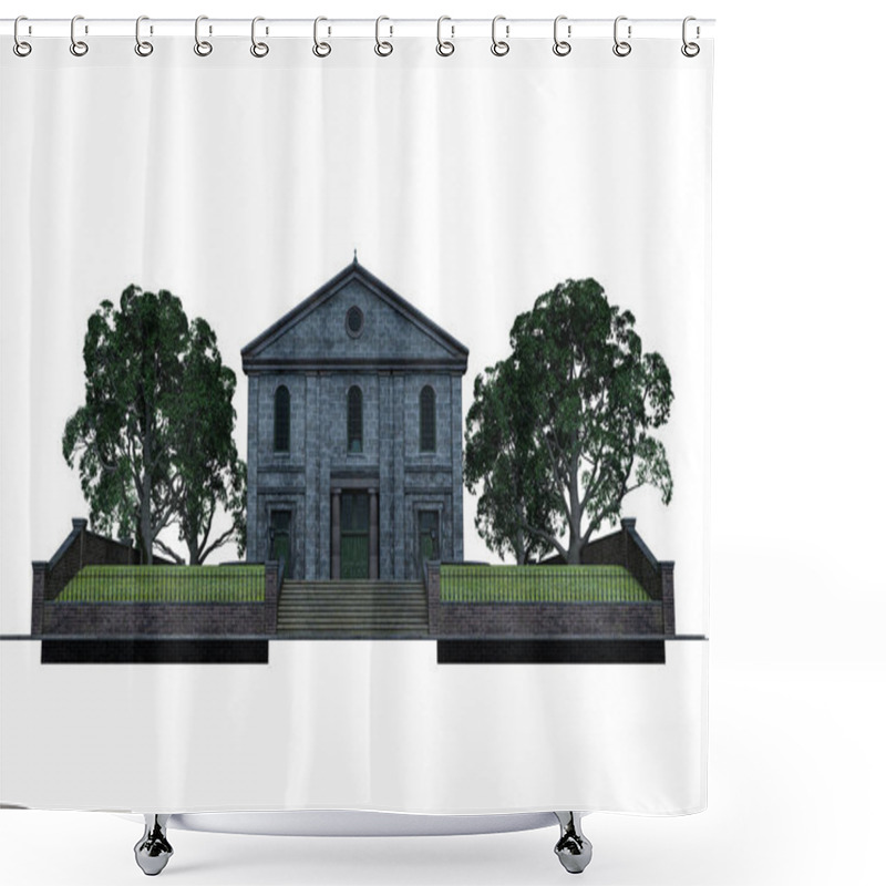 Personality  Academy Building Fantasy Architecture, 3D Illustration, 3D Rendering Shower Curtains