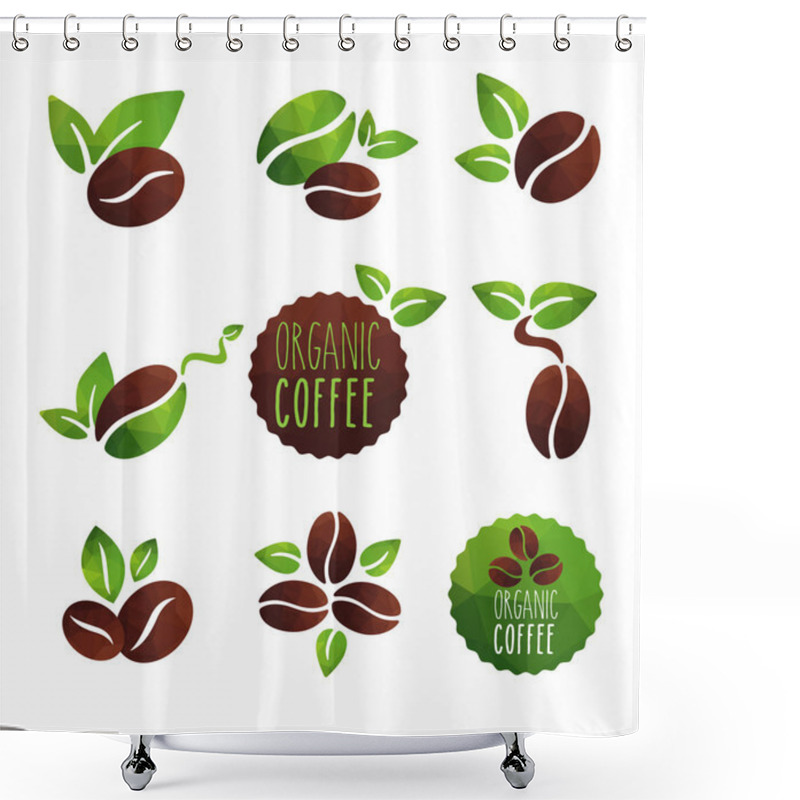 Personality  Set Of Coffee Beans  Icons Shower Curtains