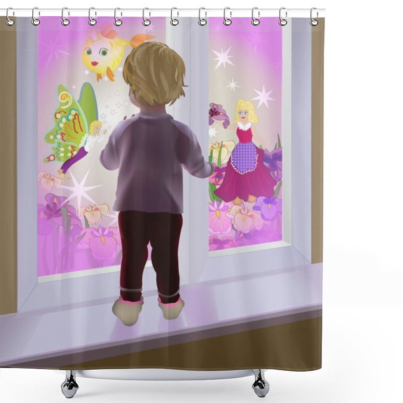 Personality  A Baby By The Window Shower Curtains