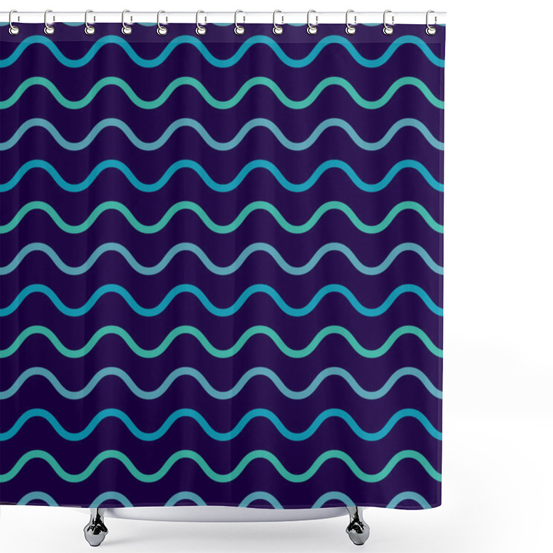 Personality  Abstract Wavy Line Pattern In Cool Tones Shower Curtains