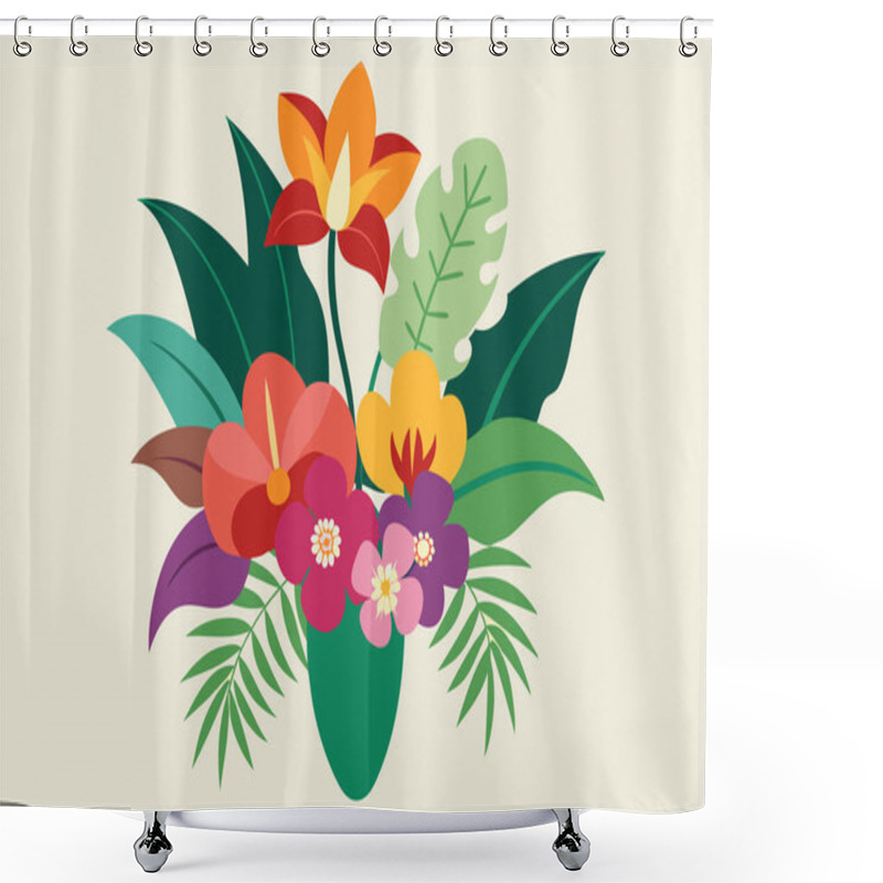 Personality  Vibrant Tropical Luxurious Flower Bouquet Vector Illustration Design Shower Curtains