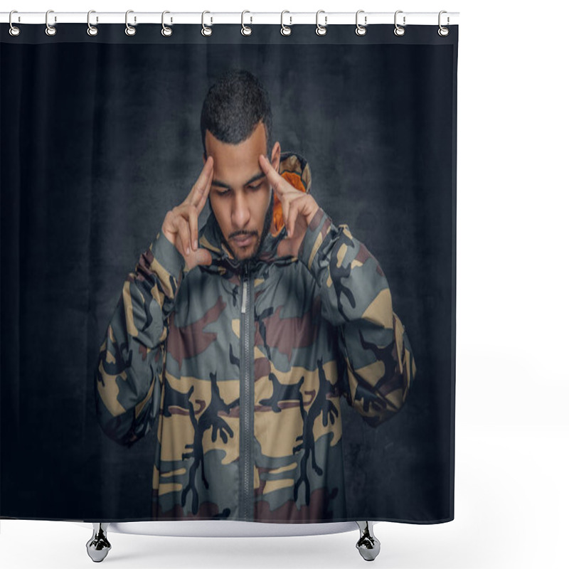 Personality  Black Man Dressed In Military Jacket Shower Curtains