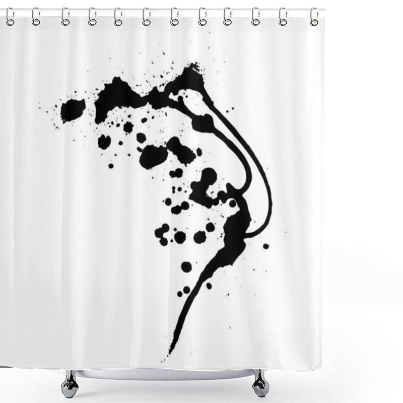 Personality  Dripping Paint . Paint Stains Black Blotch Background. Grunge Design Element. Brush Strokes. Vector Illustration Shower Curtains