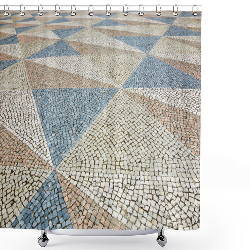 Personality  Mosaic Tiles Pavement Background. Triangle Paving. Shower Curtains