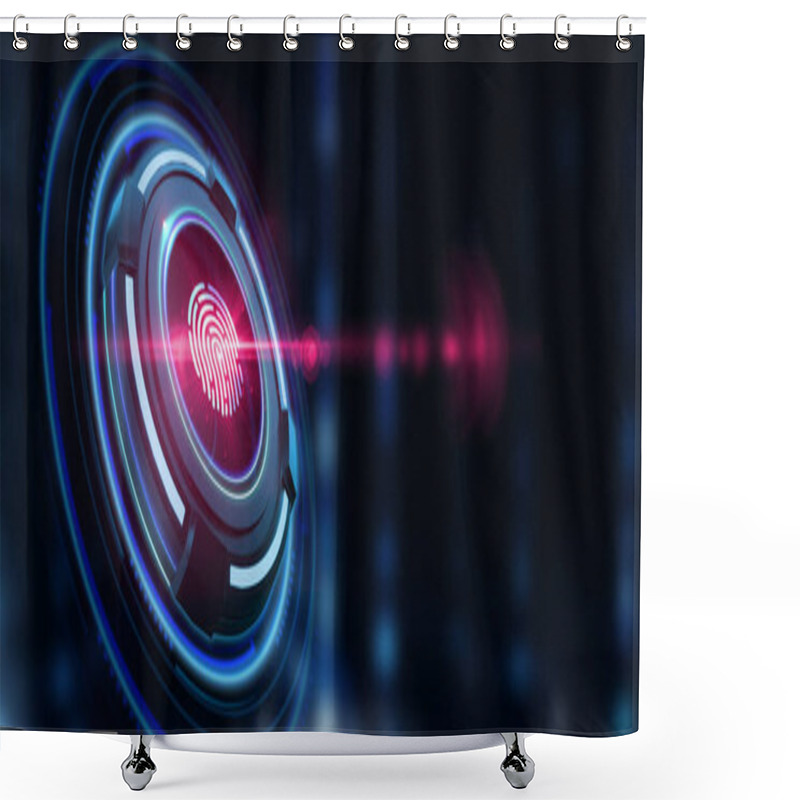 Personality  Fingerprint Scan Provides Security.  Business, Technology, Internet And Networking Concept.  Shower Curtains