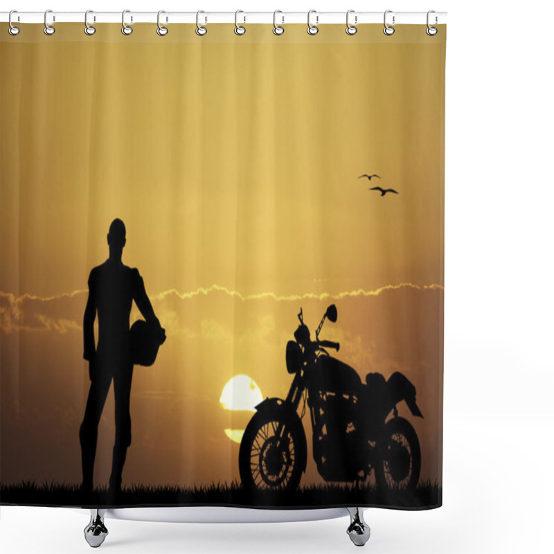 Personality  Man Motorcyclist Shower Curtains