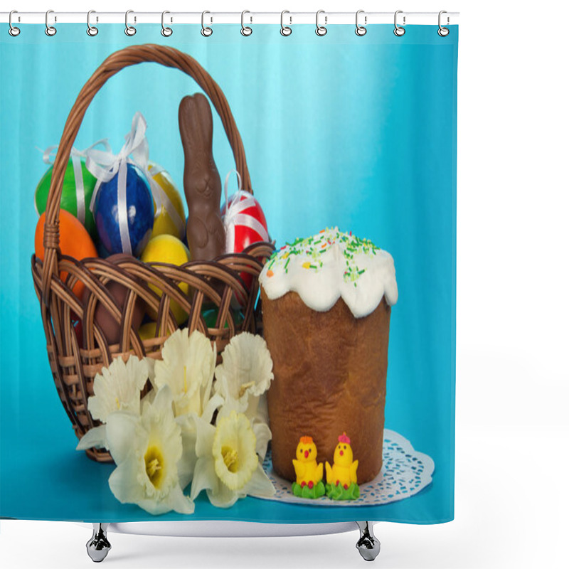 Personality  Eggs And A Chocolate Rabbit Shower Curtains