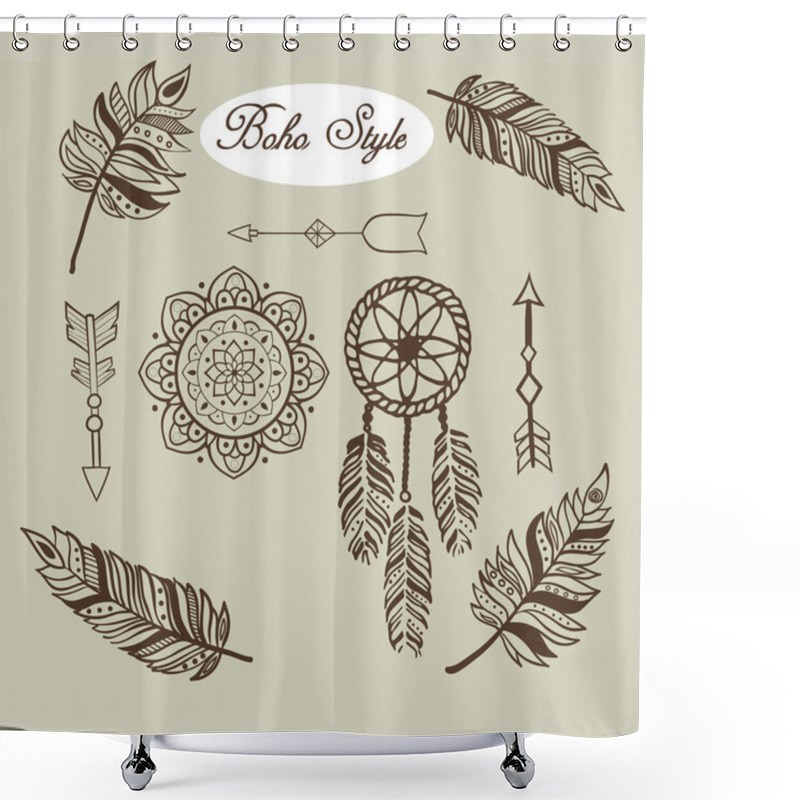 Personality  Set Of Boho Elements. Shower Curtains