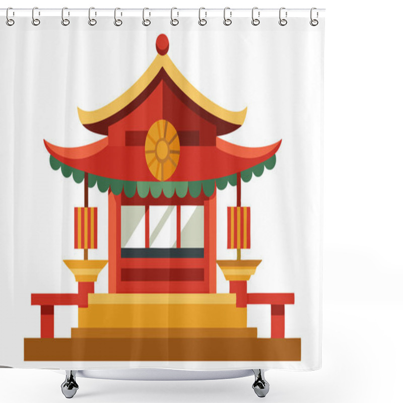 Personality  Chinese Building Vector Art, Traditional China Town Architecture Shower Curtains