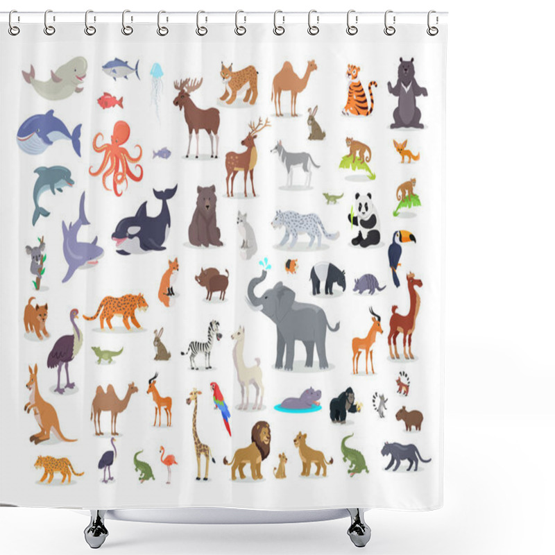 Personality  Big Set Of World Animal Species Cartoon Vectors Shower Curtains