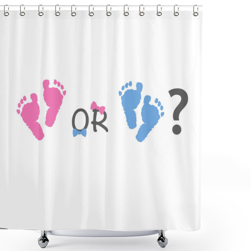 Personality  Baby Girl And Baby Boy, Baby Gender Reveal. Pink And Blue Baby Foot Prints. Baby Shower It's A Girl It's A Boy Greeting Card Shower Curtains