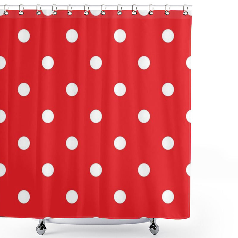 Personality  Retro Seamless Vector Pattern With White Polka Dots On Red Background - Retro Texture For Christmas Background, Blogs, Www, Scrapbooks, Party Or Baby Shower Invitations And Wedding Cards. Shower Curtains