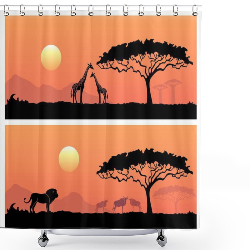 Personality  African Landscape With Wild Animals Shower Curtains