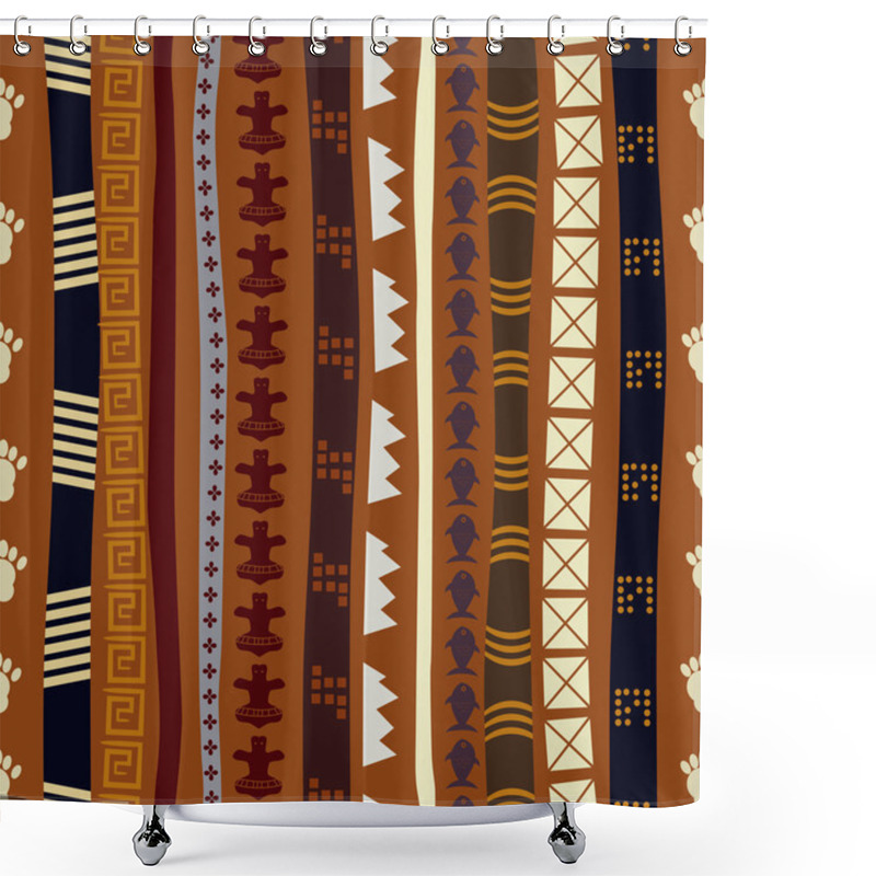 Personality  Seamless Texture With Indian Elements Shower Curtains