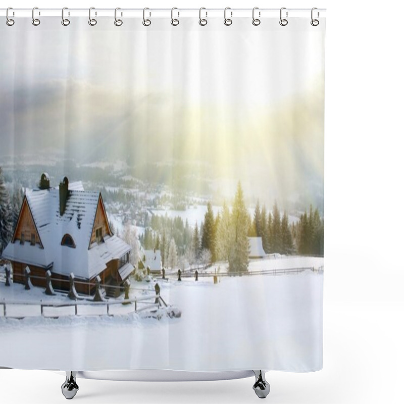 Personality  Winter House Mountain Shower Curtains