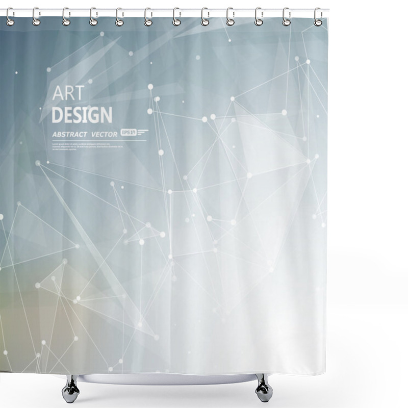 Personality  Abstract Composition, Text Frame Surface, Grey A4 Brochure Title Sheet, White Cybernetic Dots, Creative Figure, Logo Sign Icon, Molecular Banner Form, Atomic Chemical Flier Fashion, EPS10 Vector Image Shower Curtains