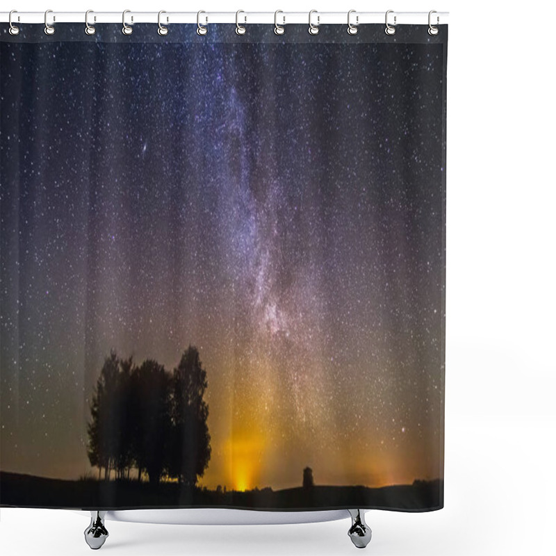 Personality  Milky Way Galaxy, Night Landscape In Lithuania Shower Curtains