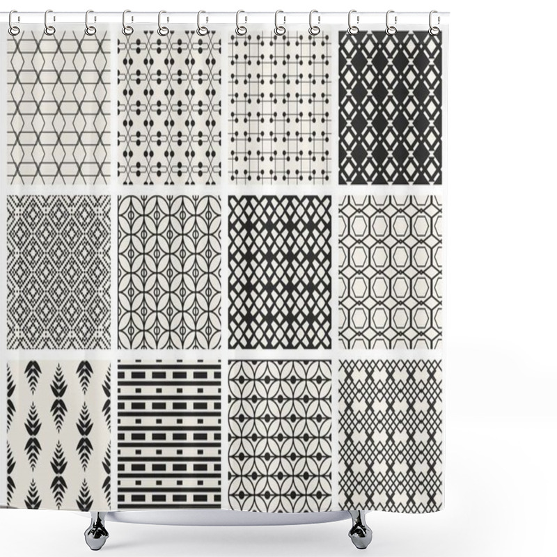 Personality  Monochrome Geometric Pattern. Shower Curtains