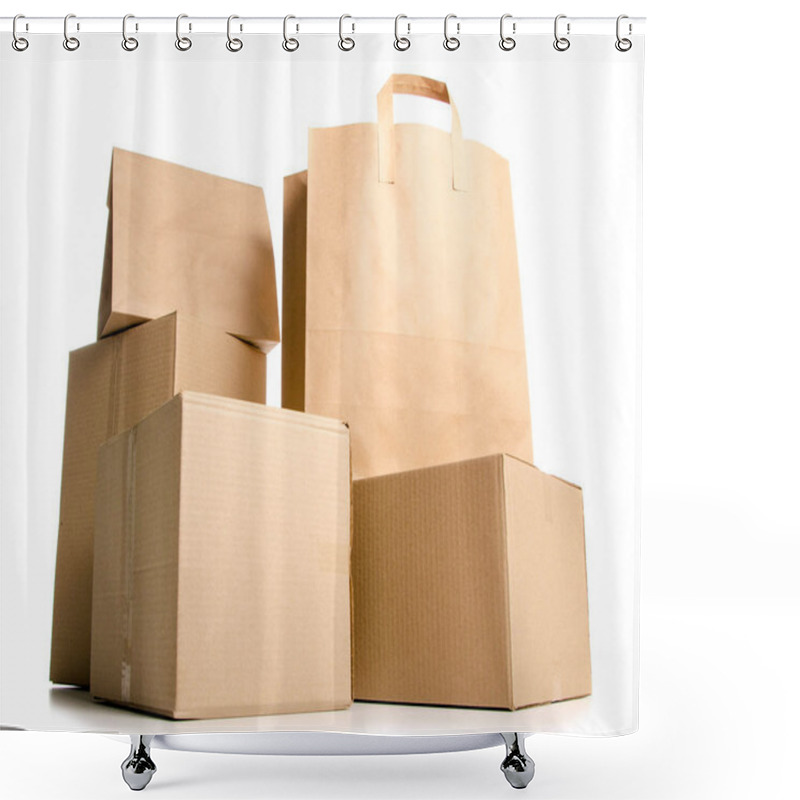 Personality  Boxes Delivery Package Cardboard Paper Shower Curtains