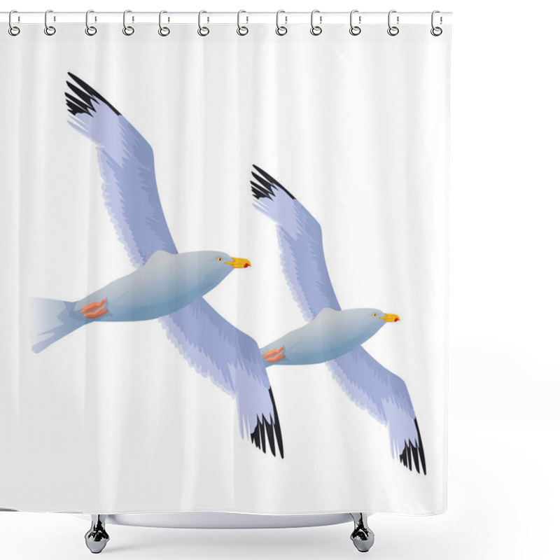 Personality  Seagulls Birds Flying Cartoon Shower Curtains