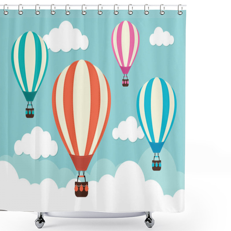 Personality  Hot Air Balloons And Clouds Shower Curtains