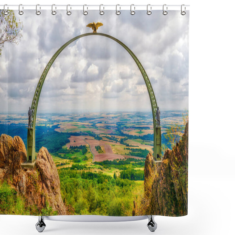 Personality  Steely Triumph Arch Adlerbogen (Eagle Arch) At Dannenfels On The Donnersberg (thundermountain) The Highest Peak Of The Palatinate (Pfalz) Region Of Germany Shower Curtains