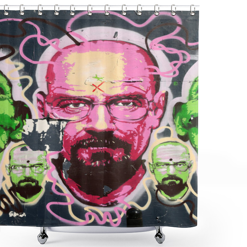 Personality  Man Graffiti On A Wall Shower Curtains