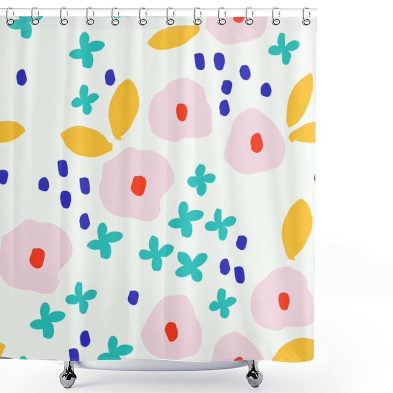 Personality  Beautiful Feminine Texture With Bold Flowers. Vector Seamless Floral Pattern. Botanical Background With Hand Drawn Flowers. Floral Field Print Shower Curtains