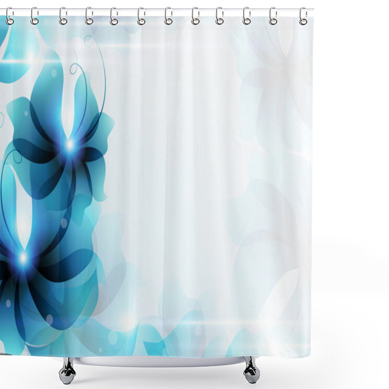 Personality  Blue Abstract Floral Card Shower Curtains