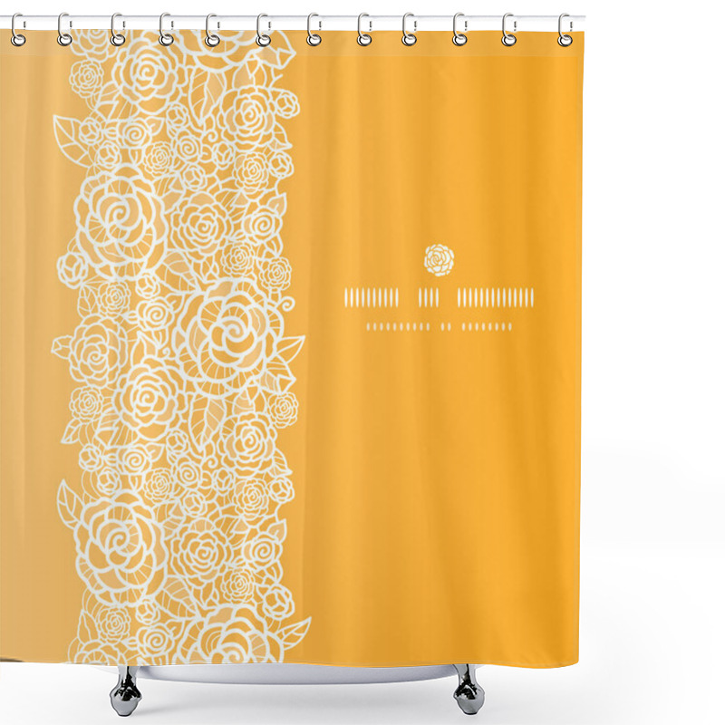 Personality  Golden Lace Roses Vertical Seamless Pattern Background Shower Curtains