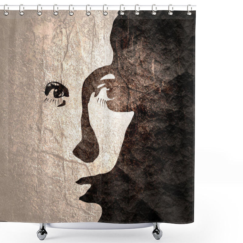 Personality  Silhouette Of A Female Head. Shower Curtains