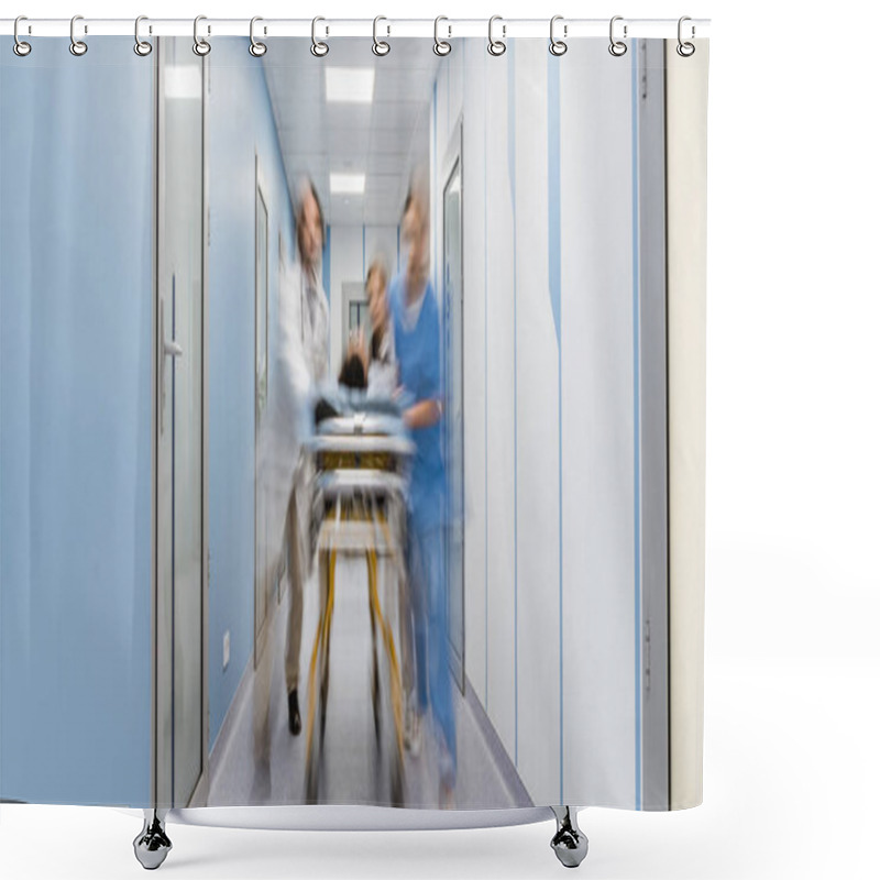 Personality  Group Of Doctors Transportating Patient On Gurney Shower Curtains