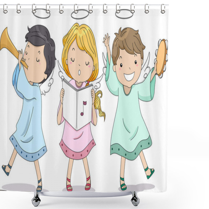 Personality  Angels Praising With Music Shower Curtains