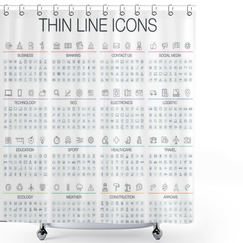 Personality  Thin Line Icons Set Shower Curtains