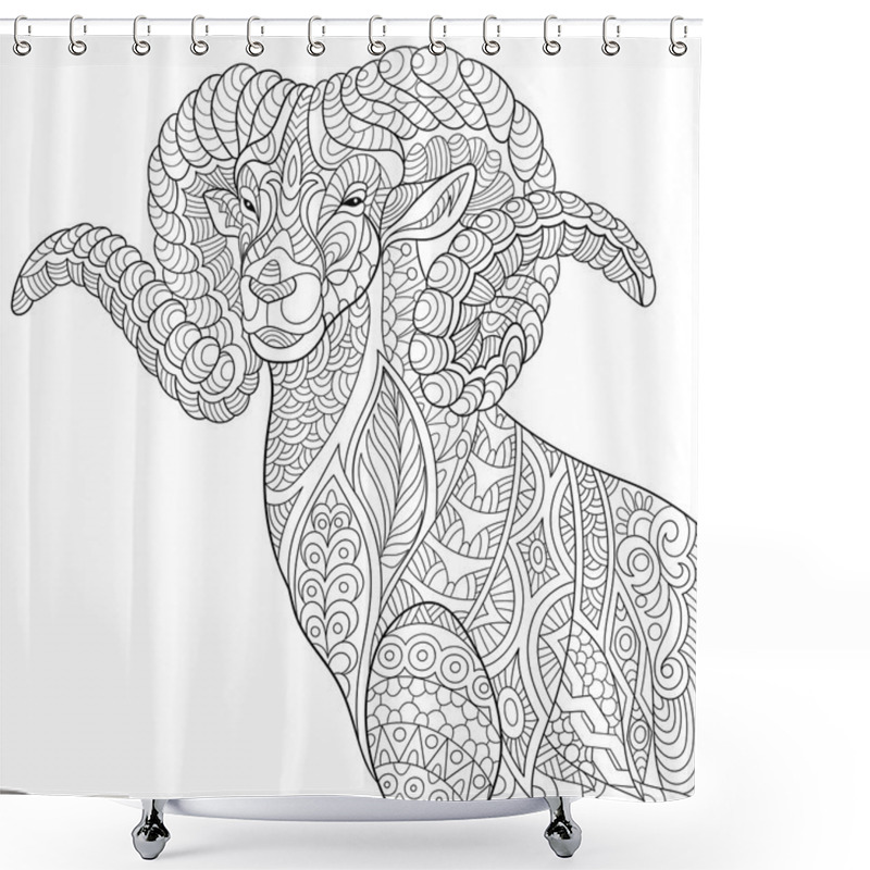 Personality  Zentangle Stylized Goat Shower Curtains