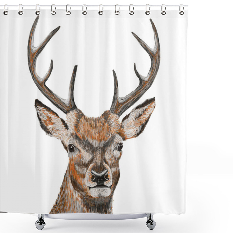 Personality  Hand Drawn Deer Head Shower Curtains