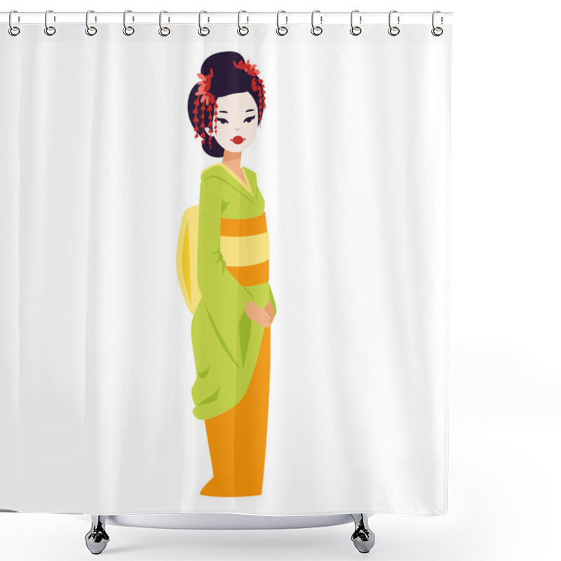 Personality  Vector Set Of Japanese Geisha Girls. Shower Curtains