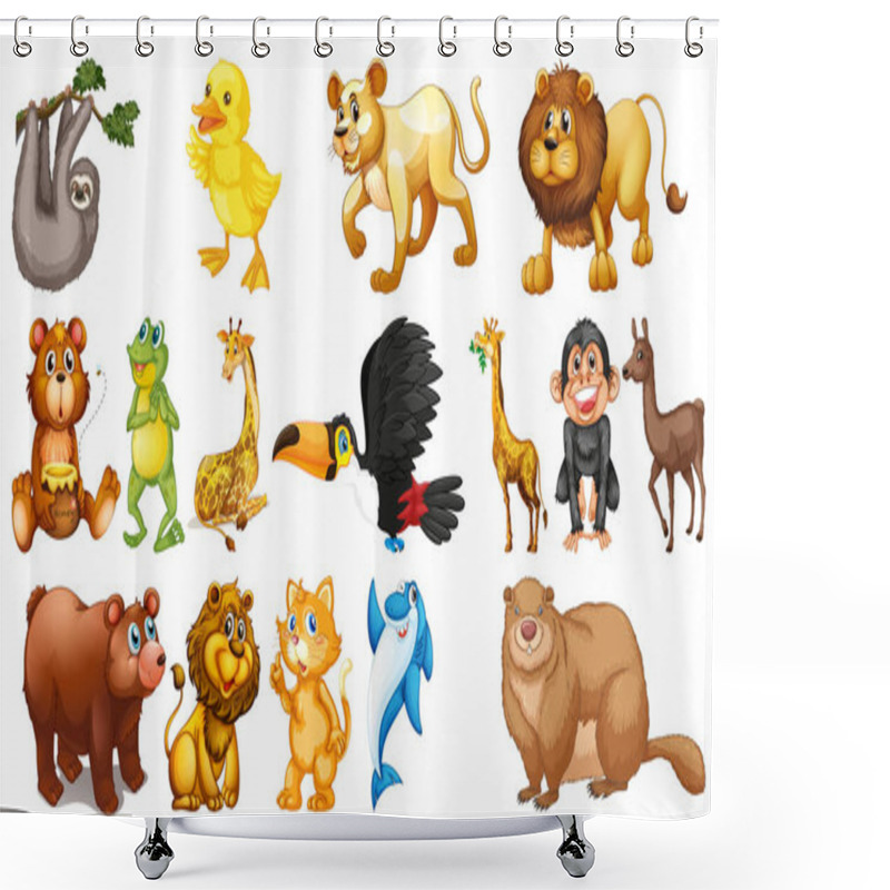 Personality  Wild Animals On White Background Illustration Shower Curtains