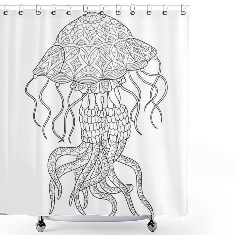 Personality  Zentangle Stylized Jellyfish Shower Curtains