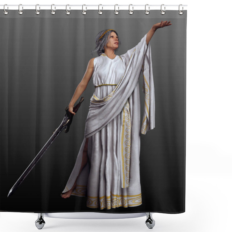 Personality  Fantasy Roman Or Greek Queen Or Warrior With Sword Shower Curtains