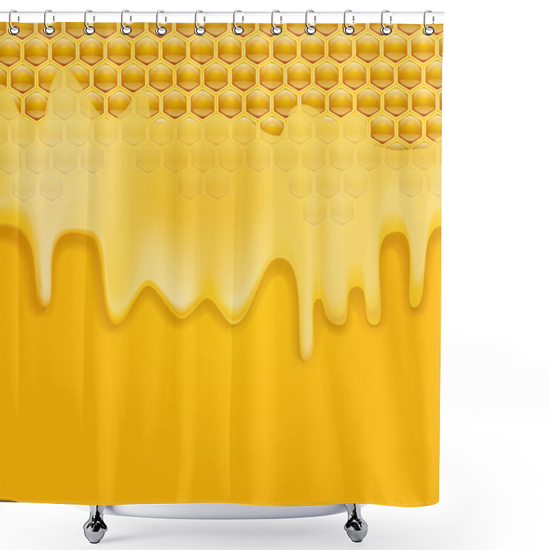 Personality  Melting Honey On Honeycombs Background Shower Curtains