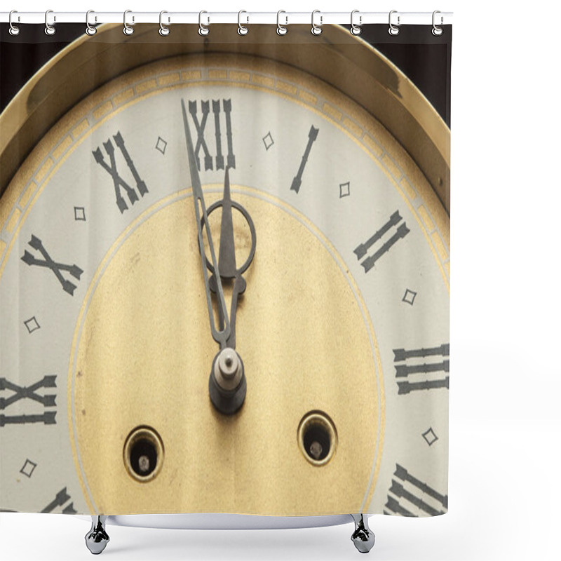 Personality  Old Clock With Roman Numerals. Shower Curtains