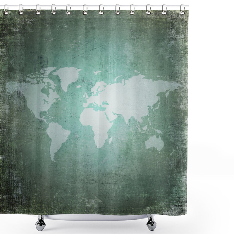 Personality  Grunge World Map Shower Curtains