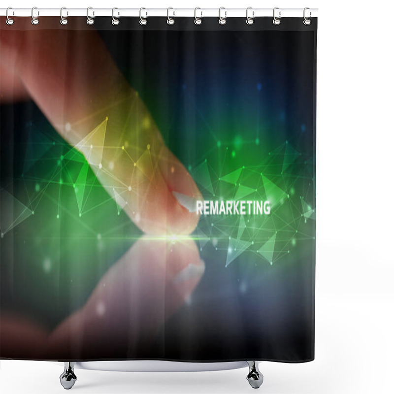 Personality  Finger Touching Tablet With Business Connection Concept Shower Curtains