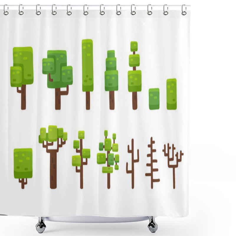 Personality  Stylized Hand Drawn Cartoon Trees Shower Curtains