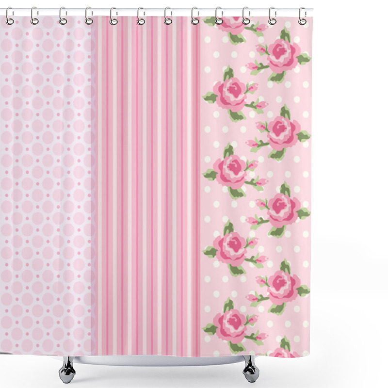 Personality  Set Of Three Retro Patterns In Shabby Chic Style Shower Curtains