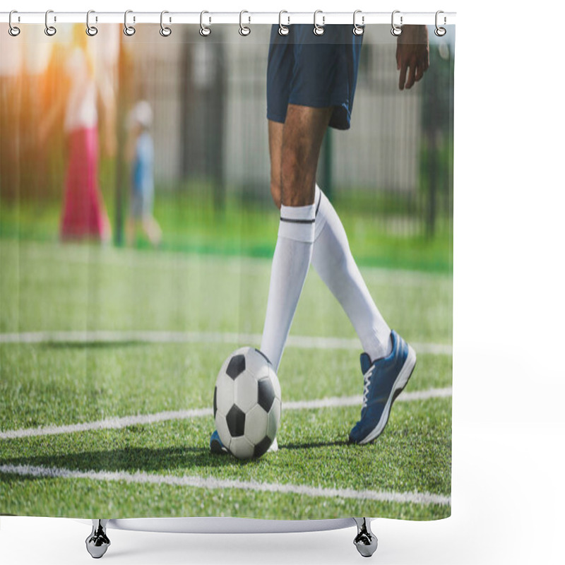 Personality  Soccer Player With Ball Shower Curtains