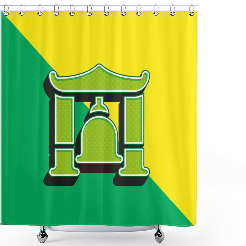 Personality  Bell Green And Yellow Modern 3d Vector Icon Logo Shower Curtains